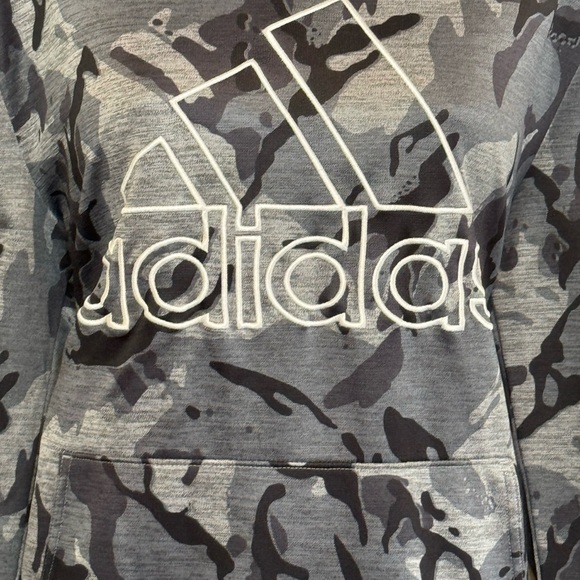 I-37 Adidas Gray‎ Camo Long Sleeve Pullover Hoodie Size XL - Picture 5 of 16